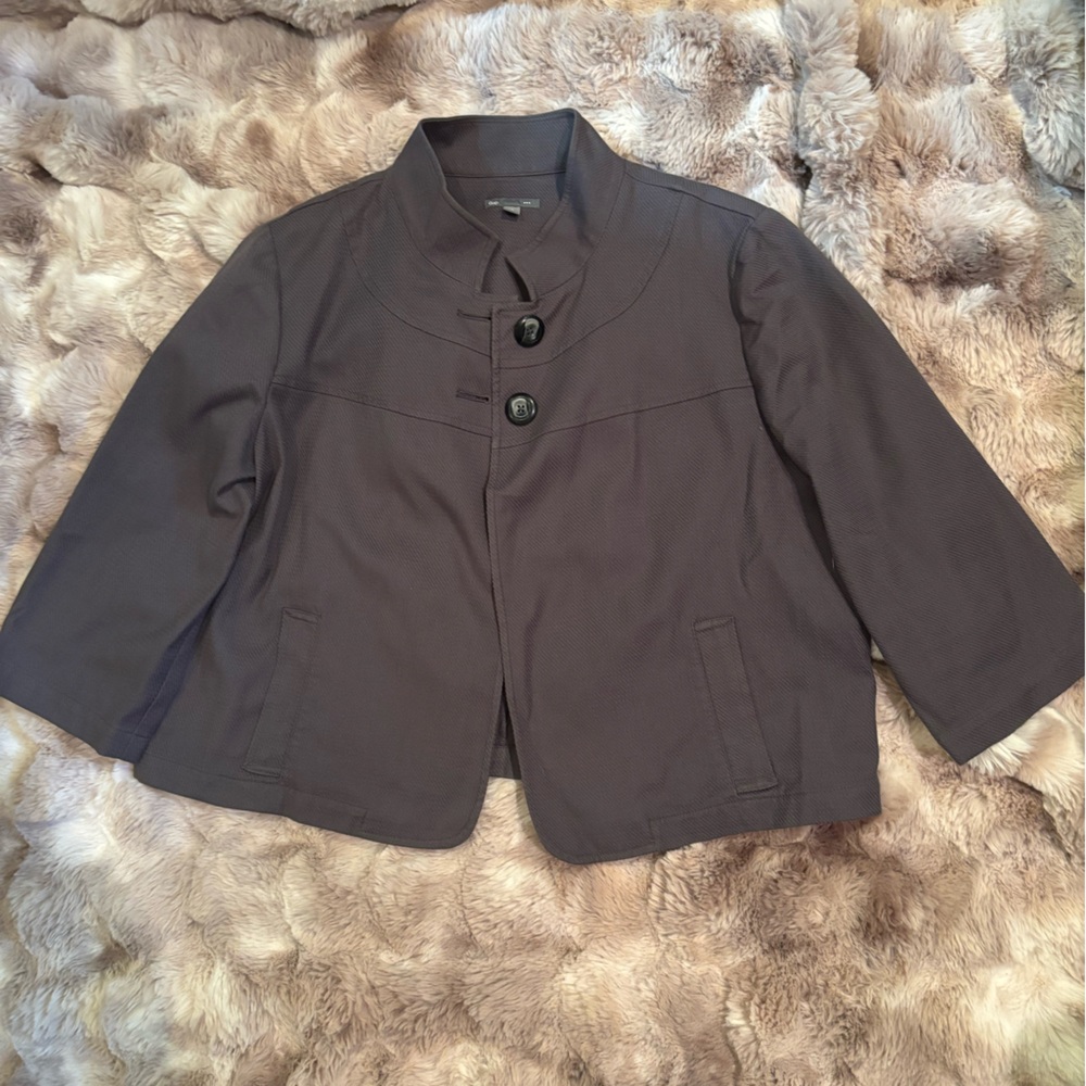 Gap Size XL Short Jacket Coat 3/4 Sleeve Gray Grey Cropped